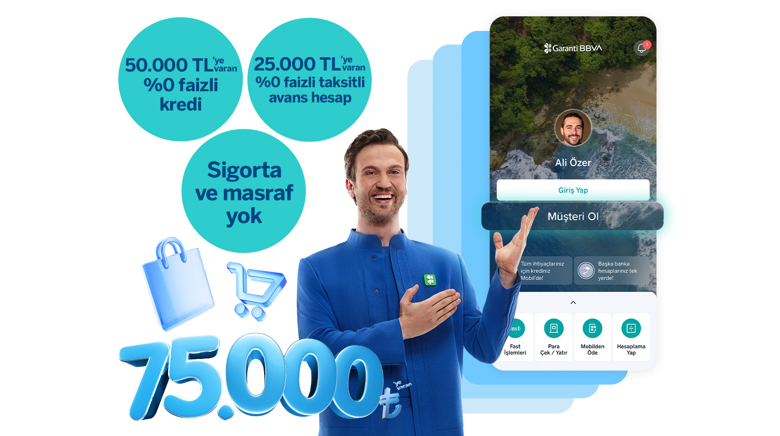 75.000 TL'ye Varan Faizsiz Kredi ve Taksitli Avans Hesap Kampanyası