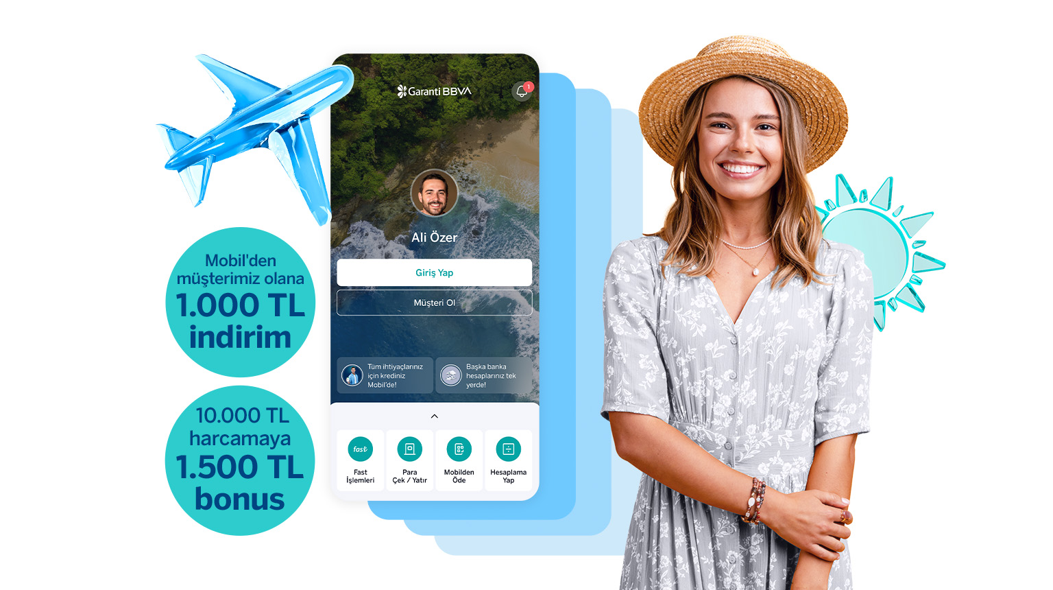 JOLLYBIN kodu ile Garanti BBVA Mobil’den müşterimiz olun, Jolly’den 1.000 TL indirim kazanın! Üstelik Bonus ile 10.000 TL ve üzeri ilk Jolly harcamanıza 1.500 TL Bonus fırsatından yararlanın!